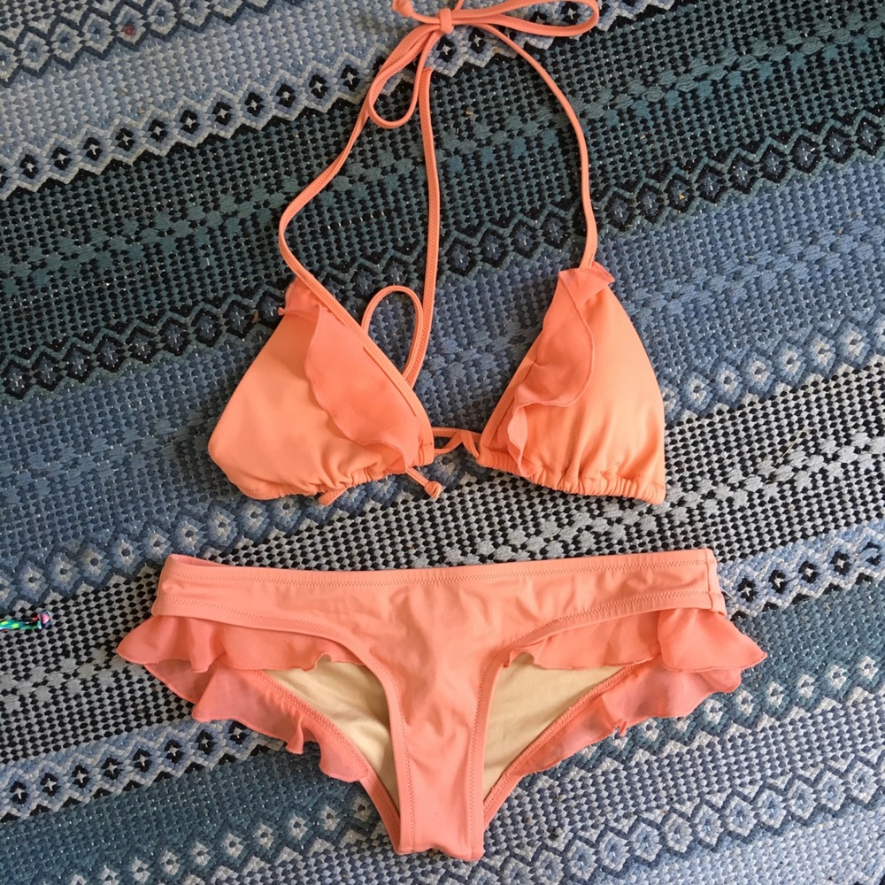 Victoria’s Secret pink ruffled bikini top